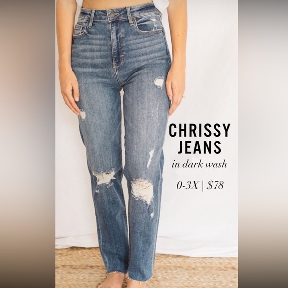 Carly Jean Los Angeles Denim - Carly Jeans Los Angeles Chrissy Distressed High Rise Straight Leg Jeans Size 7